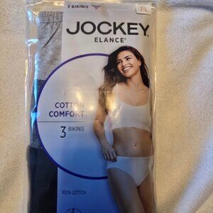 Jockey Elance Womens 100% Large 7 Cotton Comfort Bikini 3 Pack NEW Dark Colors.